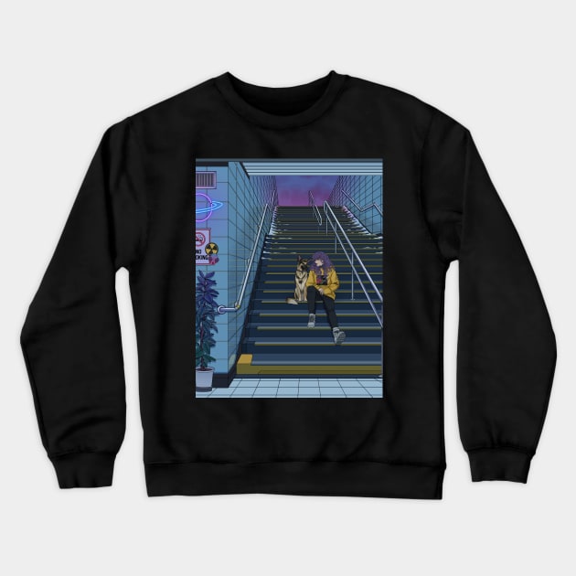 Neon Subway Crewneck Sweatshirt by amidstsilence